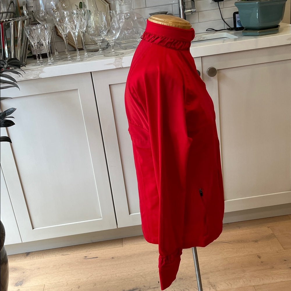 SPANX Active Contour Jacket Vibrant Red zip Front ruched collar and cuff detail - Picture 8 of 15